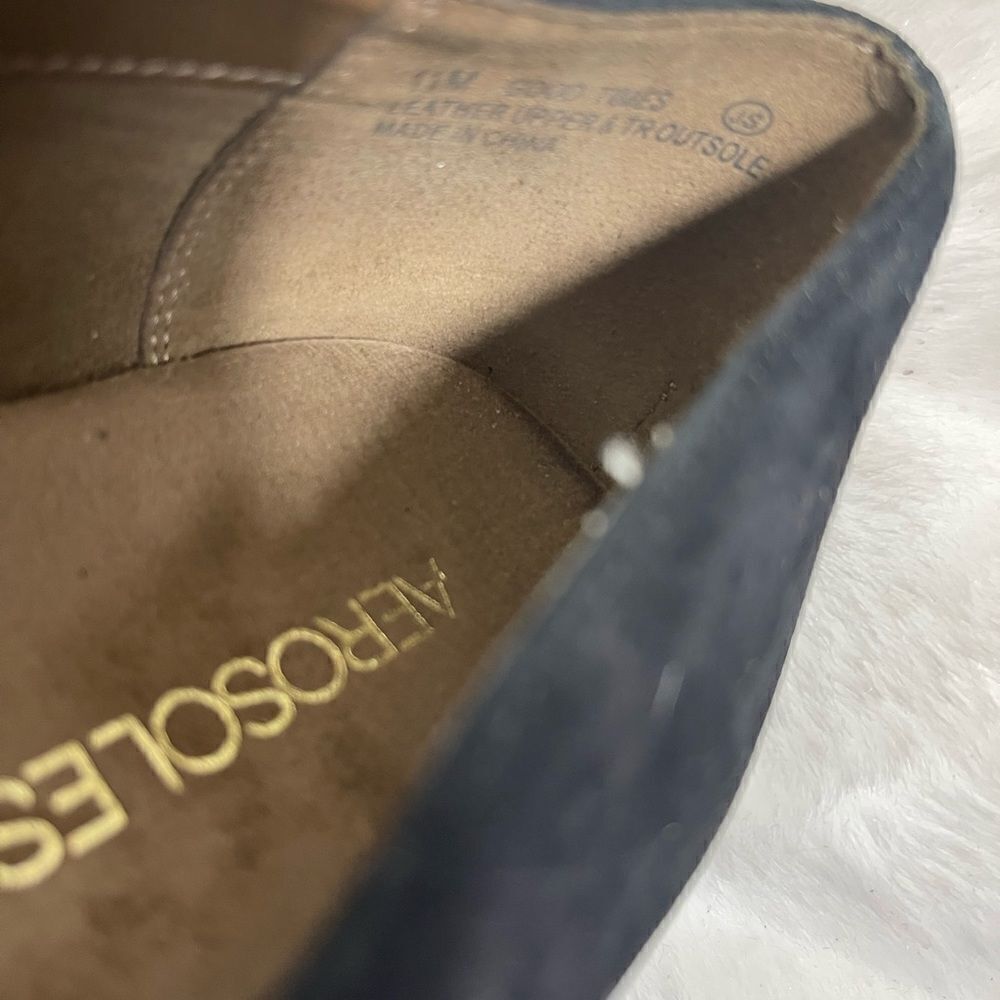 Aerosoles leather suede black slip on flats with gold tone buckle round toe SZ11 - Picture 9 of 10